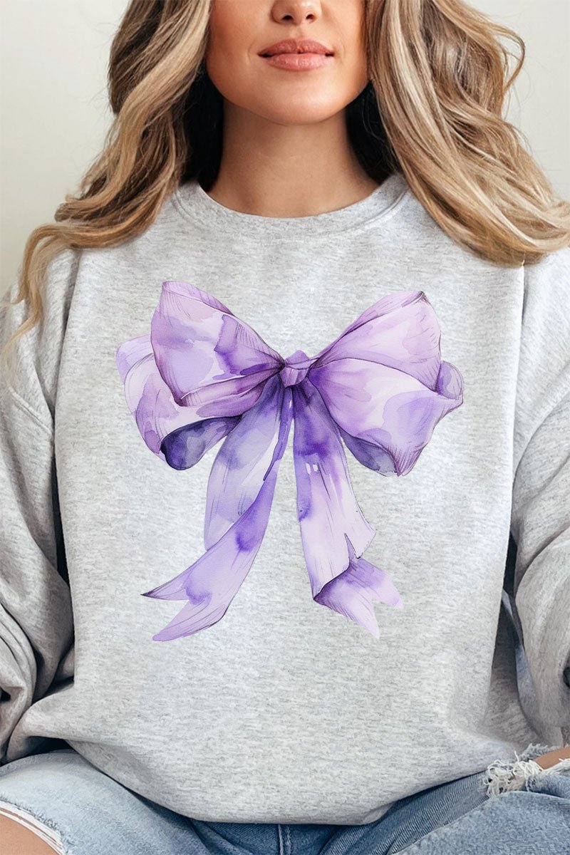 Purple Watercolor Bow Unisex NuBlend Crew Sweatshirt - Wholesale Accessory Market