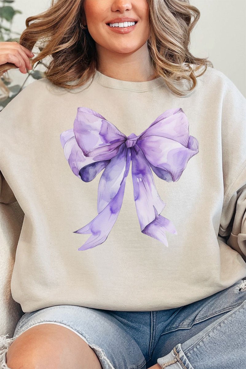 Purple Watercolor Bow Unisex NuBlend Crew Sweatshirt - Wholesale Accessory Market