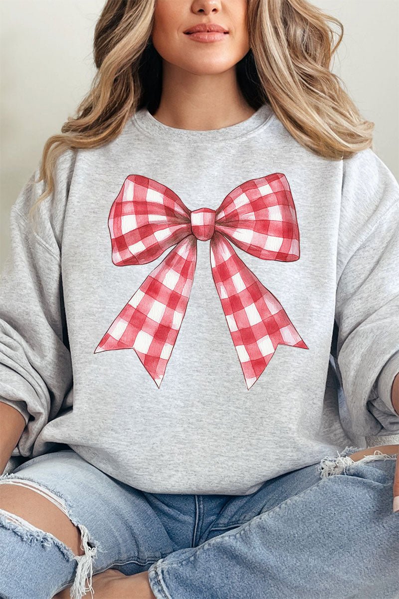 Red Gingham Bow Unisex NuBlend Crew Sweatshirt - Wholesale Accessory Market