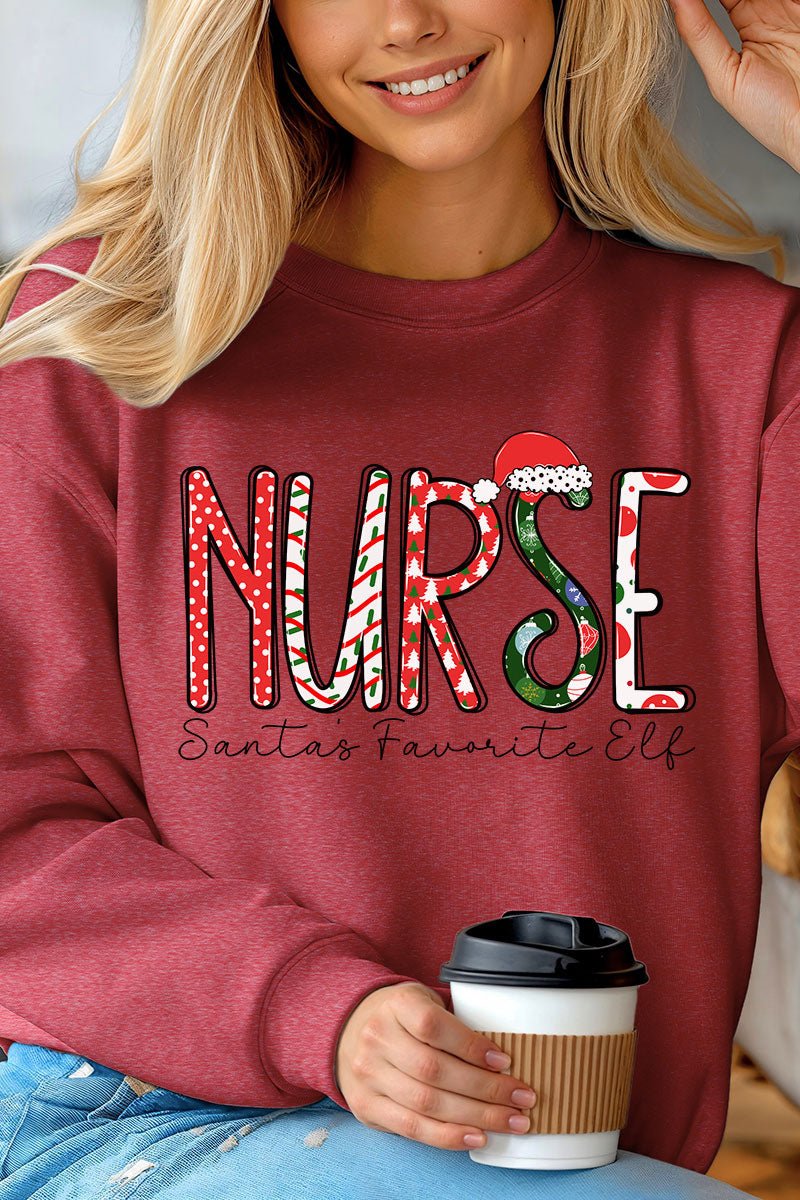 Santa's Favorite Elf Nurse Unisex NuBlend Crew Sweatshirt - Wholesale Accessory Market
