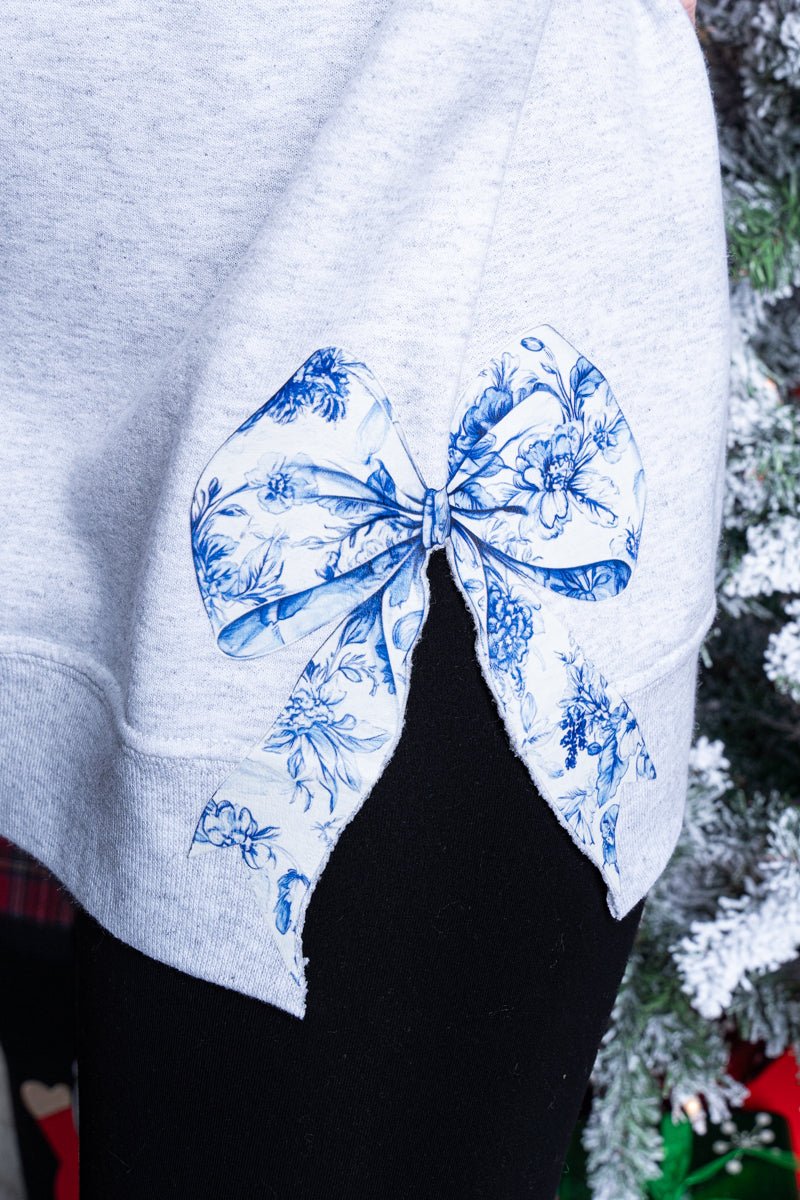 Side Bows Chinoiserie Blue Merry Christmas Unisex NuBlend Crew Sweatshirt - Wholesale Accessory Market