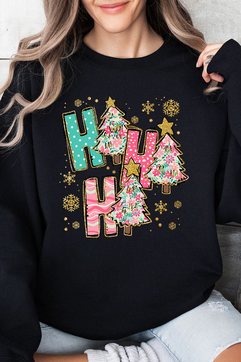 Sparkle Ho Ho Ho Preppy Blossom Unisex NuBlend Crew Sweatshirt - Wholesale Accessory Market