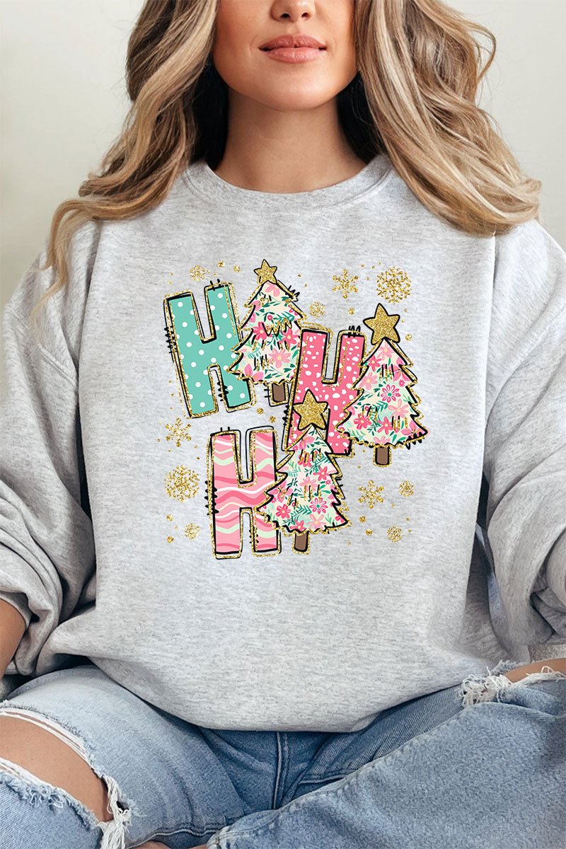 Sparkle Ho Ho Ho Preppy Blossom Unisex NuBlend Crew Sweatshirt - Wholesale Accessory Market