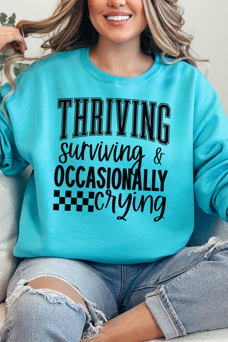 Thriving, Surviving, Crying Unisex NuBlend Crew Sweatshirt - Wholesale Accessory Market