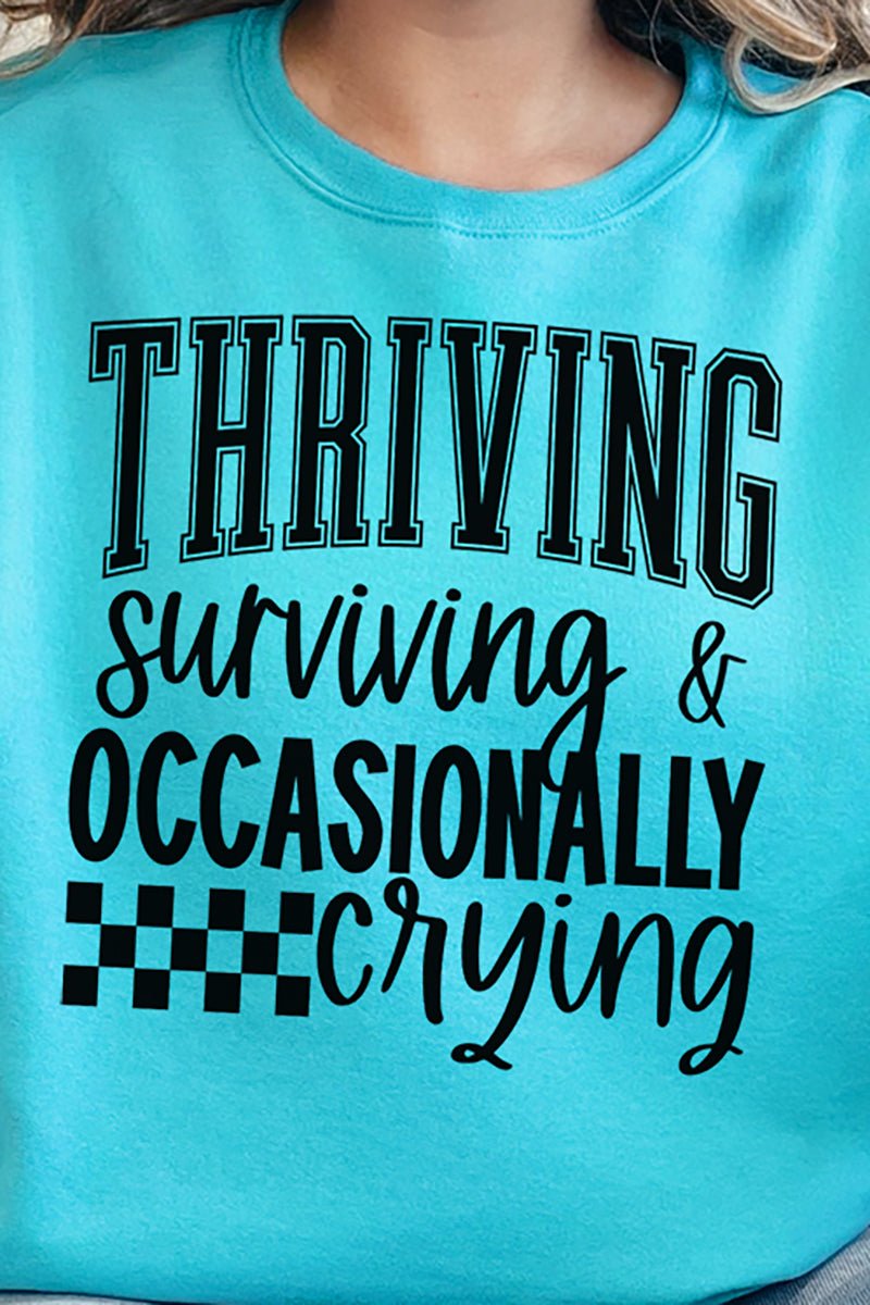 Thriving, Surviving, Crying Unisex NuBlend Crew Sweatshirt - Wholesale Accessory Market