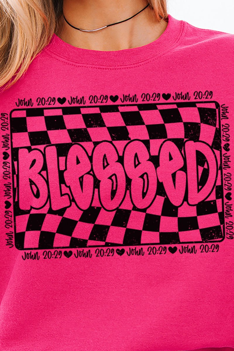Wavy Checkered Blessed Unisex NuBlend Crew Sweatshirt - Wholesale Accessory Market