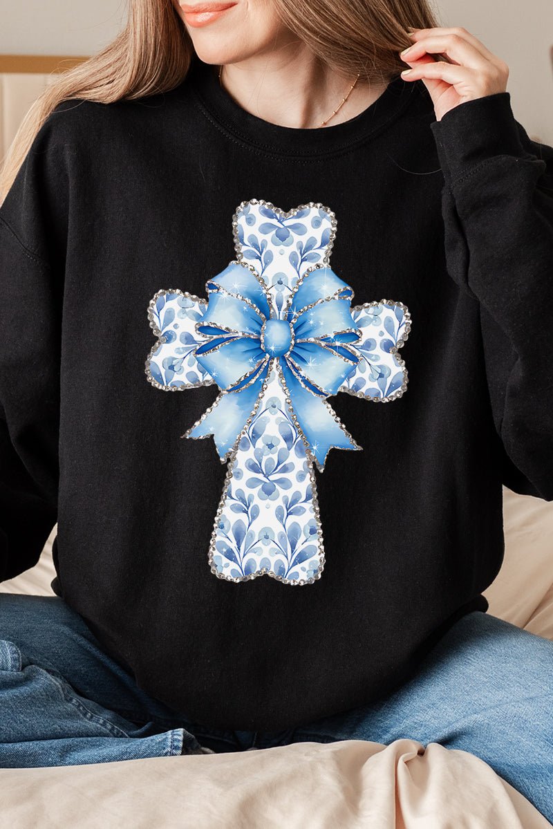 Blue Chinoiserie Cross Unisex NuBlend Crew Sweatshirt - Wholesale Accessory Market