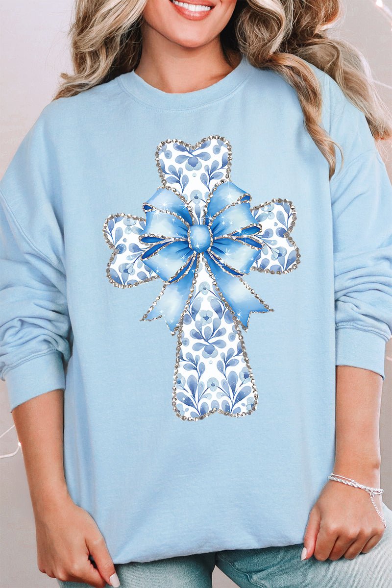 Blue Chinoiserie Cross Unisex NuBlend Crew Sweatshirt - Wholesale Accessory Market