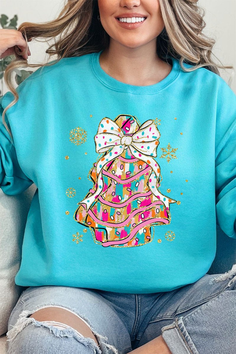 Brushed Colorful Christmas Tree Cake Unisex NuBlend Crew Sweatshirt - Wholesale Accessory Market