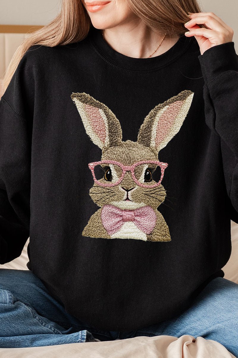 Faux Embroidery Easter Bunny Unisex NuBlend Crew Sweatshirt - Wholesale Accessory Market
