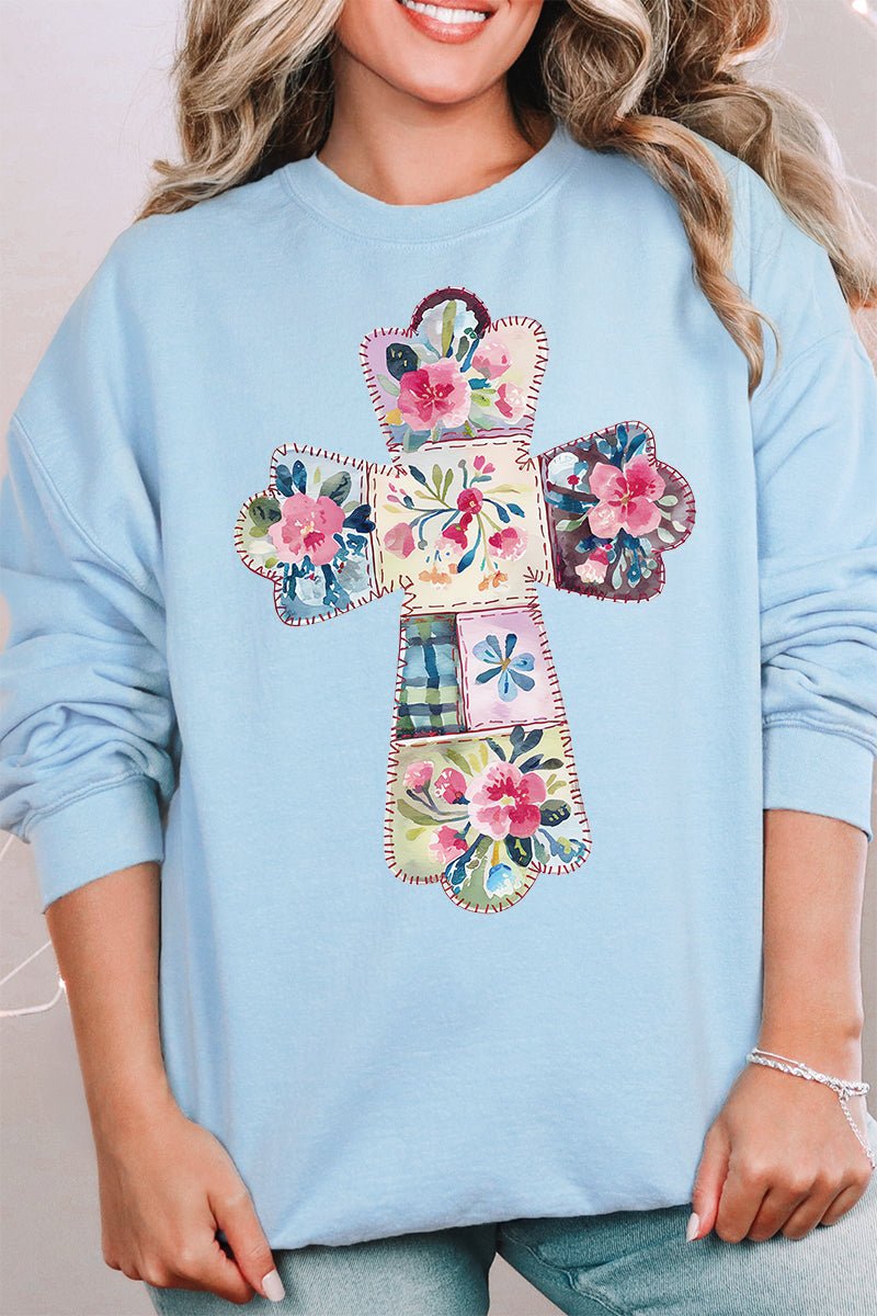 Faux Quilted Cross Unisex NuBlend Crew Sweatshirt - Wholesale Accessory Market