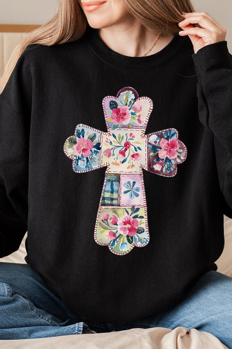 Faux Quilted Cross Unisex NuBlend Crew Sweatshirt - Wholesale Accessory Market