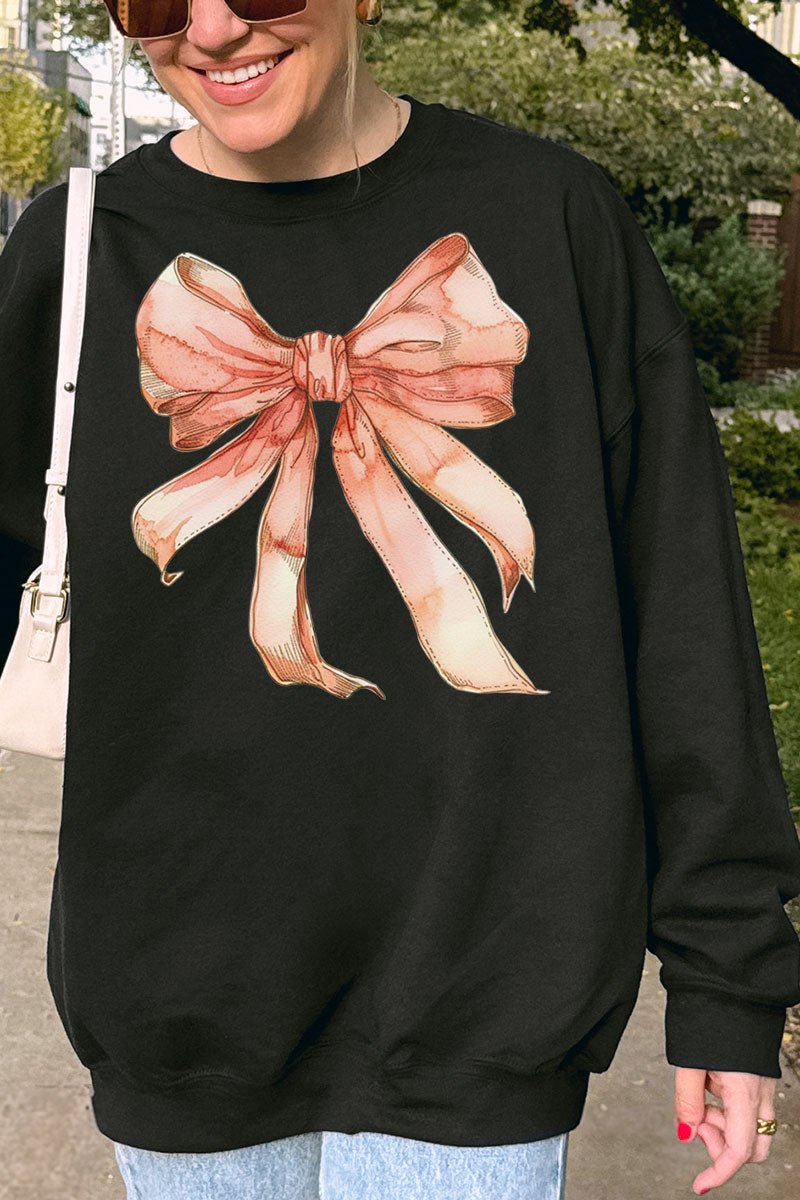 Peach Watercolor Bow Unisex NuBlend Crew Sweatshirt - Wholesale Accessory Market