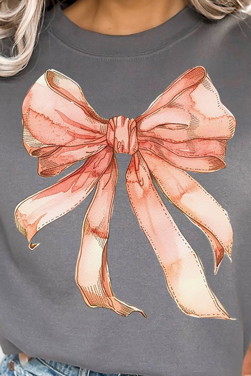 Peach Watercolor Bow Unisex NuBlend Crew Sweatshirt - Wholesale Accessory Market