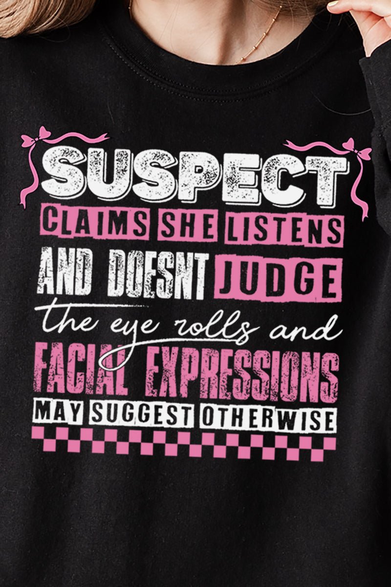 Suspect Claims She Listens Unisex NuBlend Crew Sweatshirt - Wholesale Accessory Market