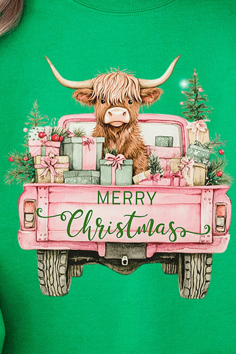 Pink Highland Cow Christmas Unisex NuBlend Crew Sweatshirt - Wholesale Accessory Market