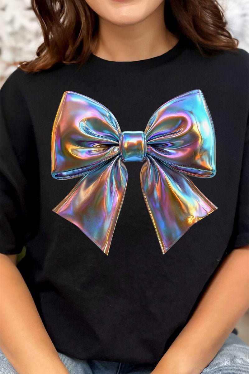 Iridescent Satin Bow Premium Cotton Unisex T-Shirt - Wholesale Accessory Market