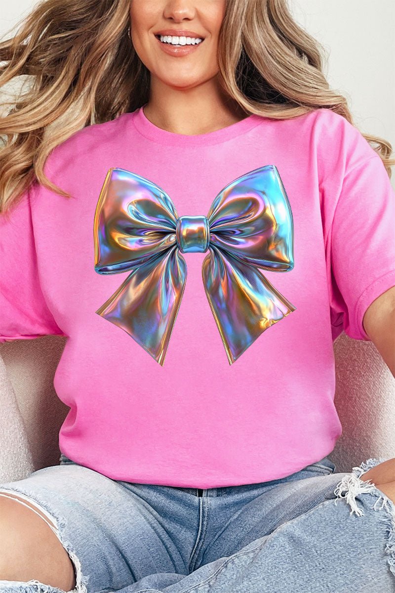Iridescent Satin Bow Premium Cotton Unisex T-Shirt - Wholesale Accessory Market