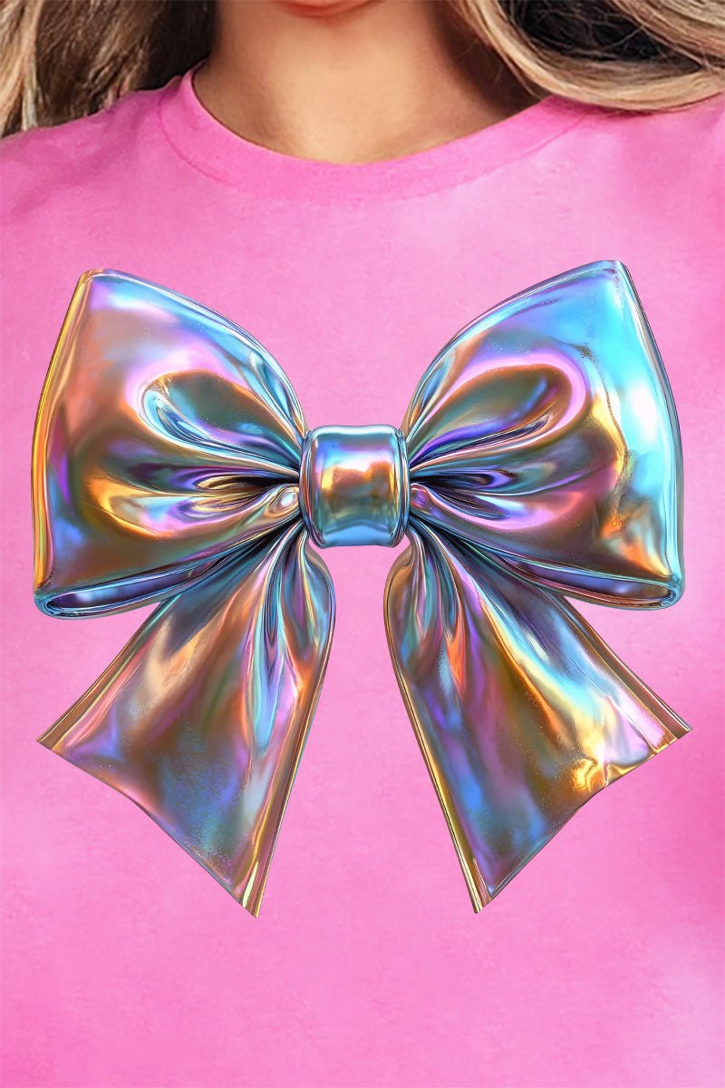 Iridescent Satin Bow Premium Cotton Unisex T-Shirt - Wholesale Accessory Market