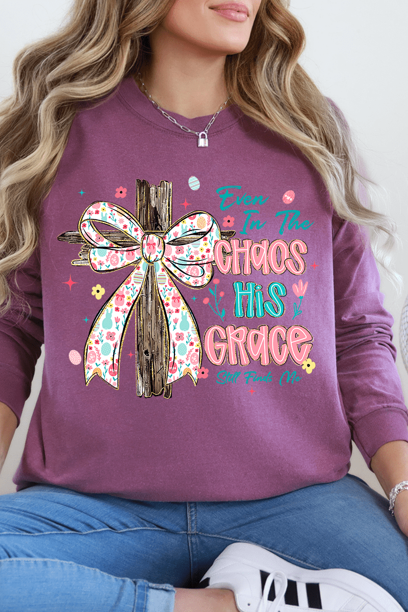 In The Chaos Coquette Cross Comfort Colors Heavyweight Long T-Shirt - Wholesale Accessory Market