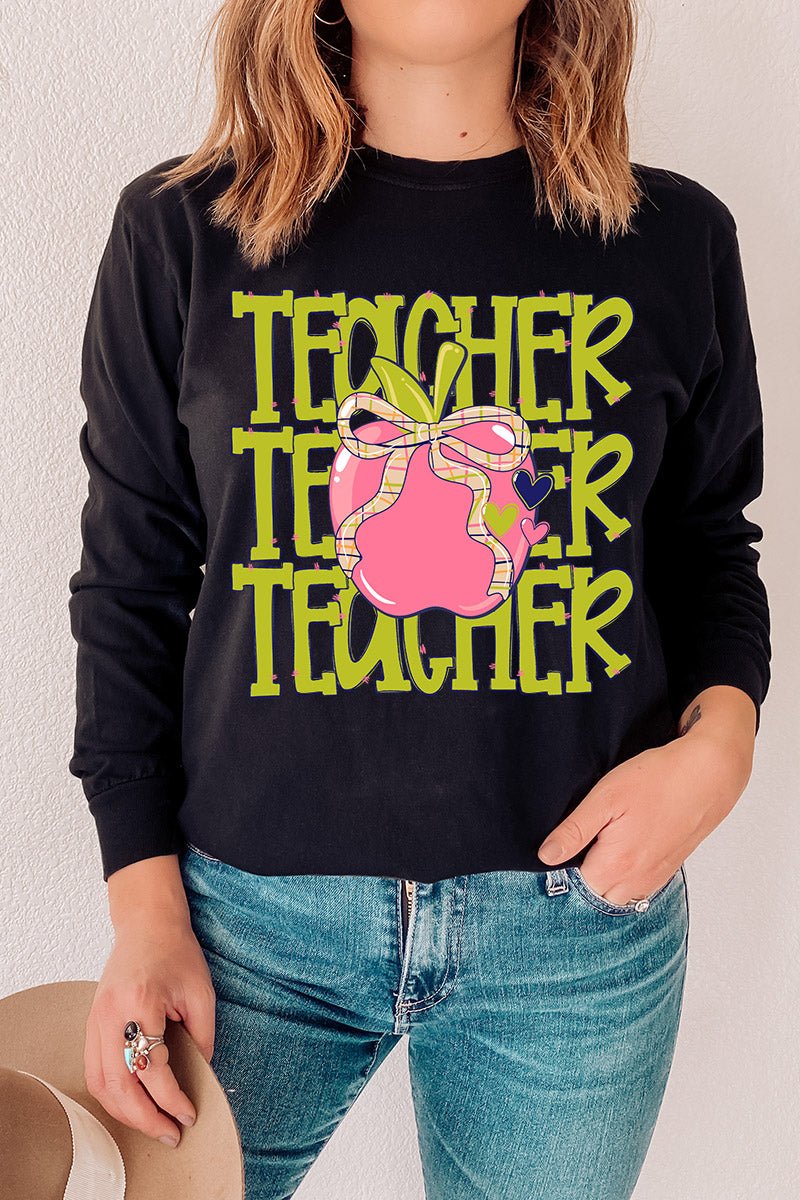 Apple For The Teacher Comfort Colors Heavyweight Long T-Shirt - Wholesale Accessory Market