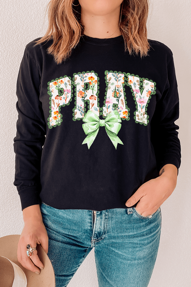 Watercolor Petaled Pray Comfort Colors Heavyweight Long T-Shirt - Wholesale Accessory Market