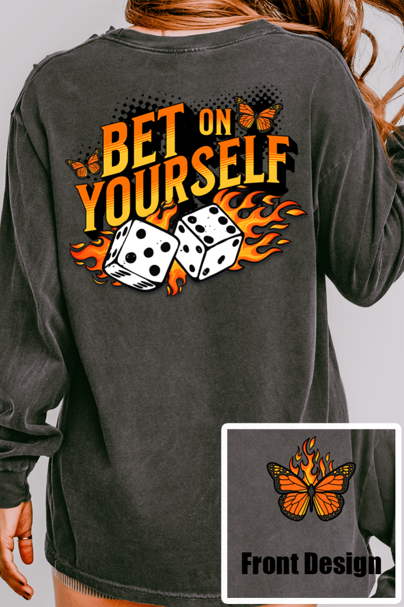 Bet On Yourself Front & Back Design Comfort Colors Heavyweight Long T-Shirt - Wholesale Accessory Market