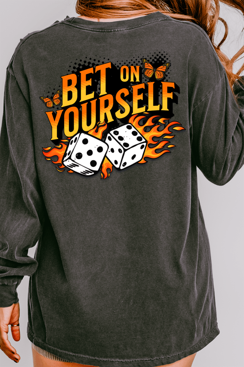 Bet On Yourself Front & Back Design Comfort Colors Heavyweight Long T-Shirt - Wholesale Accessory Market