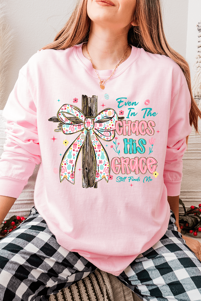 In The Chaos Coquette Cross Comfort Colors Heavyweight Long T-Shirt - Wholesale Accessory Market