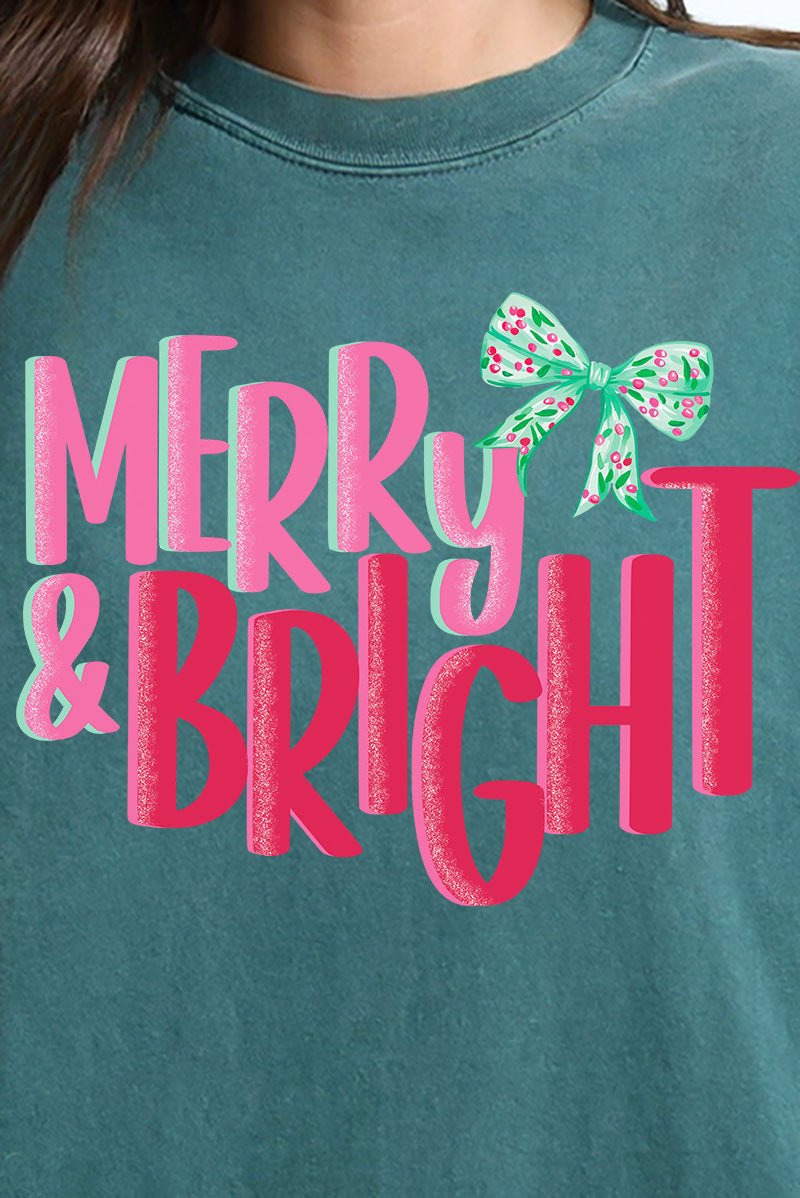 Merry And Bright Coquette Bow Comfort Colors Heavyweight Long Sleeve T-Shirt - Wholesale Accessory Market