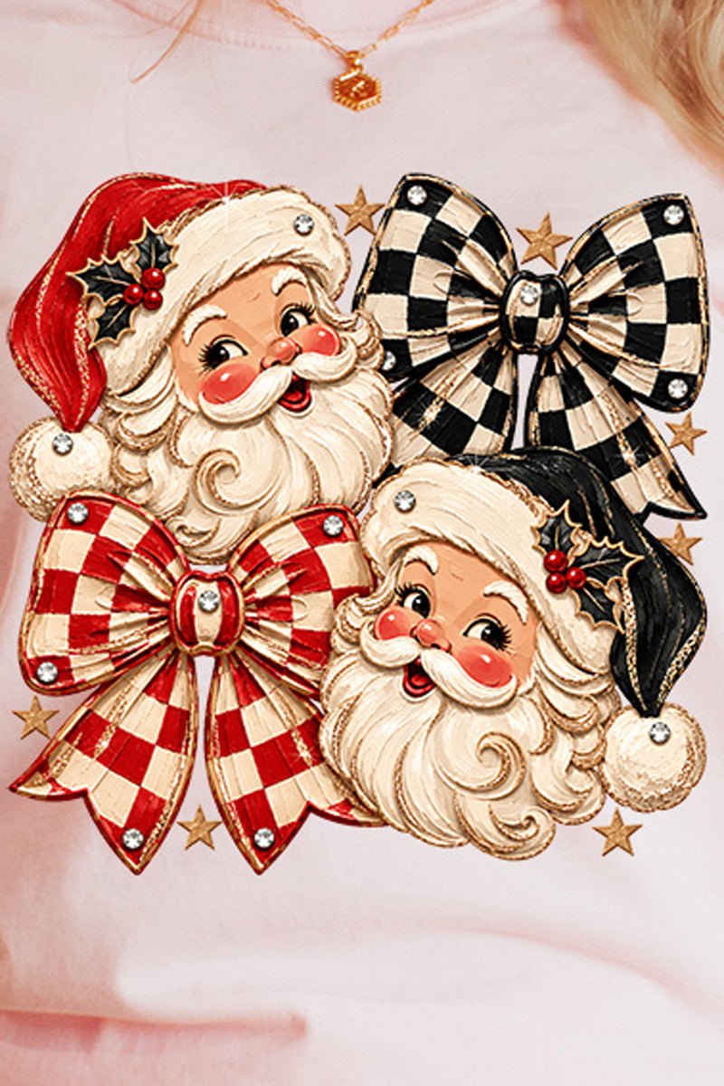 Merry Check Santa Comfort Colors Heavyweight Long T-Shirt - Wholesale Accessory Market