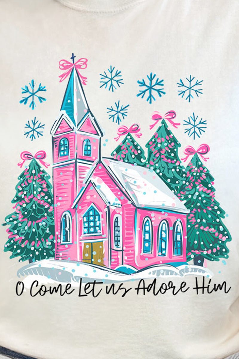 Pink Church Come Let Us Adore Him Comfort Colors Heavyweight Long Sleeve T-Shirt - Wholesale Accessory Market
