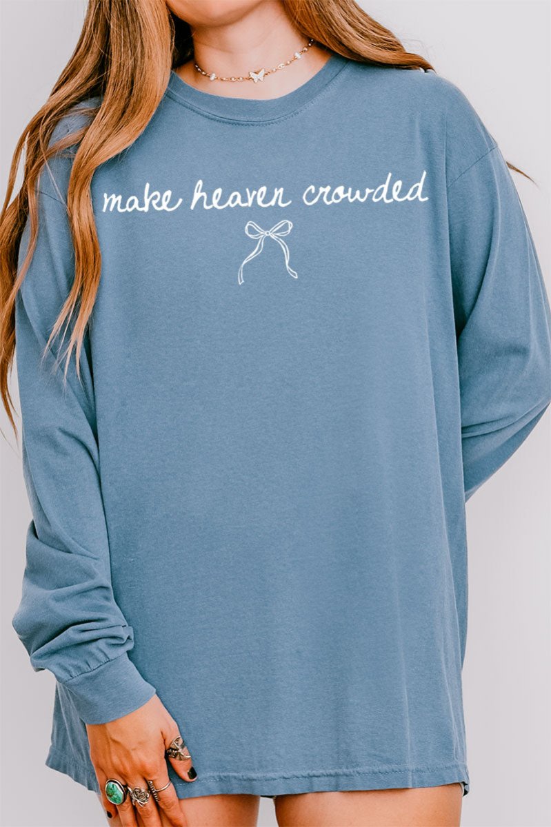 White Make Heaven Crowded Coquette Comfort Colors Heavyweight Long Sleeve T-Shirt - Wholesale Accessory Market