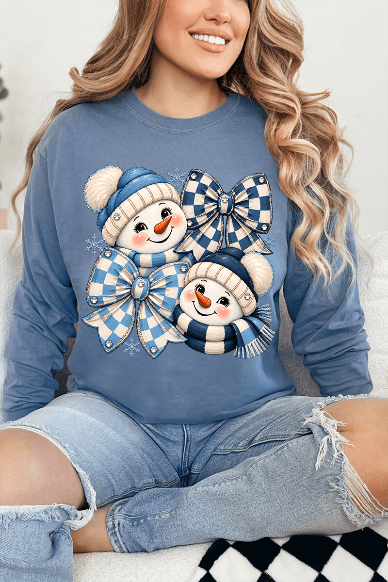 Winter Check Snowmen Comfort Colors Heavyweight Long T-Shirt - Wholesale Accessory Market