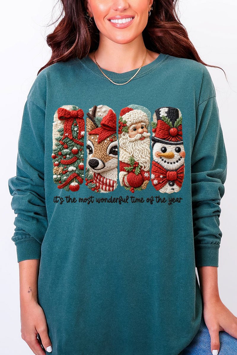 Faux Yarn Most Wonderful Time Comfort Colors Heavyweight Long Sleeve T-Shirt - Wholesale Accessory Market