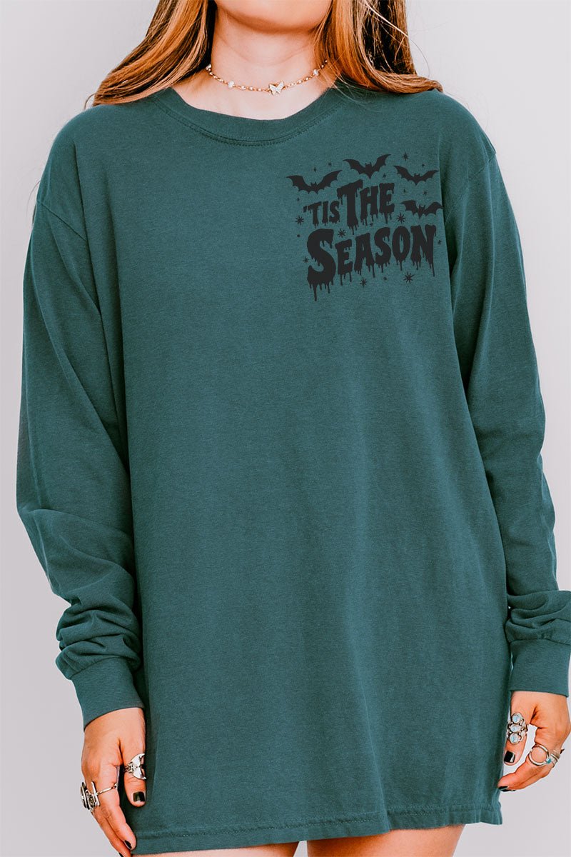 Tis The Season Spooky Front & Back Design Comfort Colors Heavyweight Long T-Shirt - Wholesale Accessory Market
