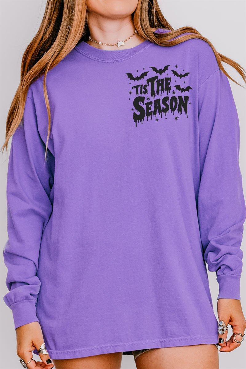 Tis The Season Spooky Front & Back Design Comfort Colors Heavyweight Long T-Shirt - Wholesale Accessory Market