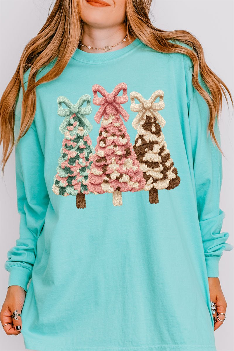 Faux Yarn Coquette Trio Comfort Colors Heavyweight Long Sleeve T-Shirt - Wholesale Accessory Market