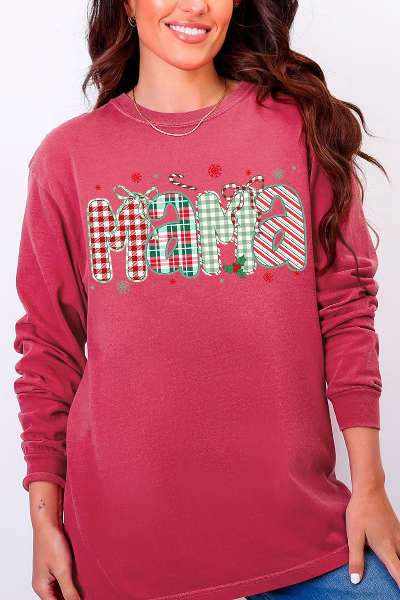 Candy Cane Lane Mama Comfort Colors Heavyweight Long Sleeve T-Shirt - Wholesale Accessory Market