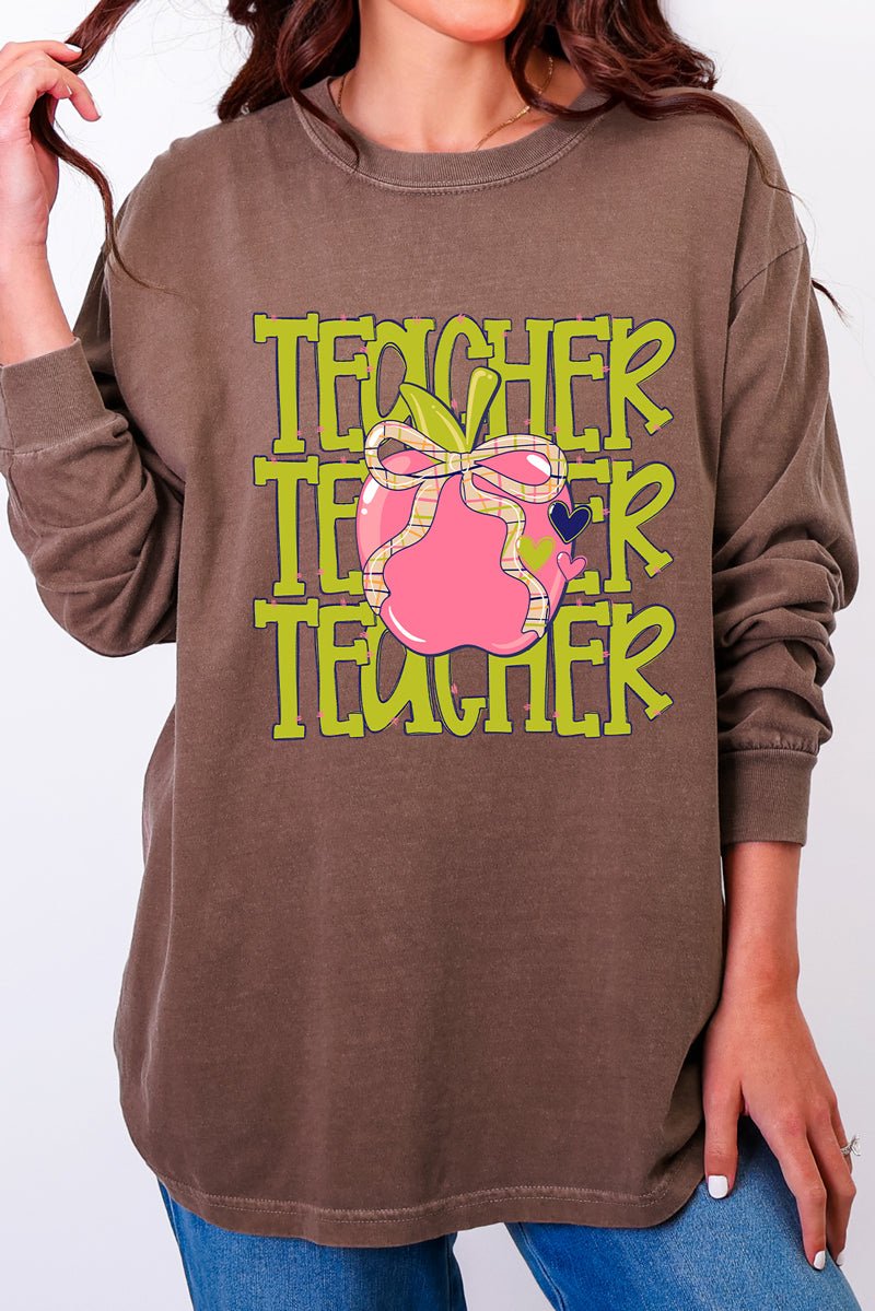 Apple For The Teacher Comfort Colors Heavyweight Long T-Shirt - Wholesale Accessory Market