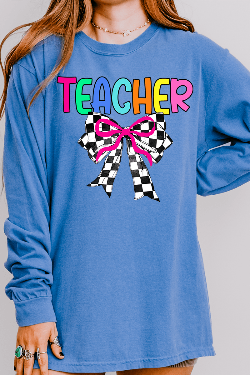Colorful Teacher Ribbon Comfort Colors Heavyweight Long Sleeve T-Shirt - Wholesale Accessory Market