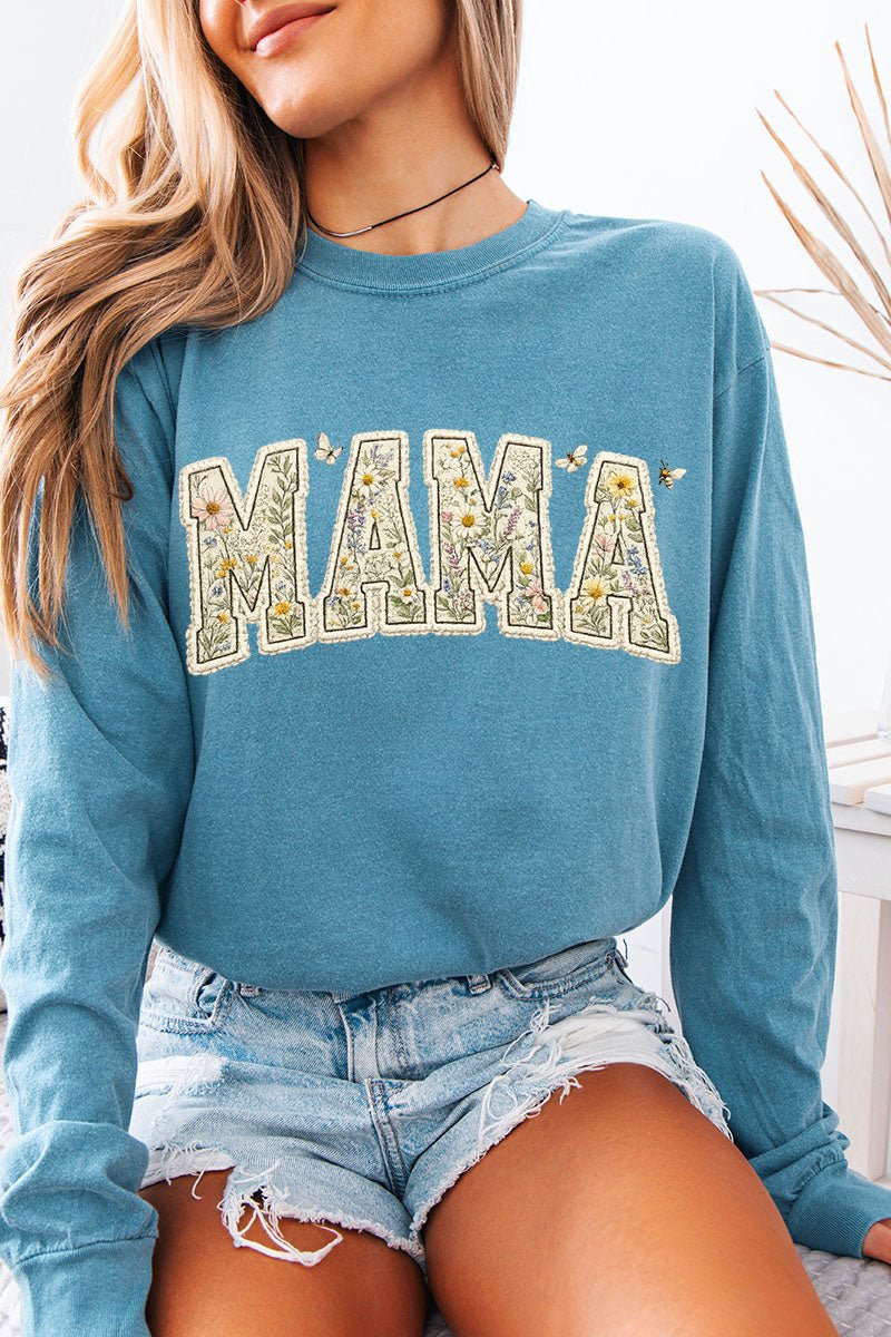 Buzzing Blooms Mama Comfort Colors Heavyweight Long T-Shirt - Wholesale Accessory Market