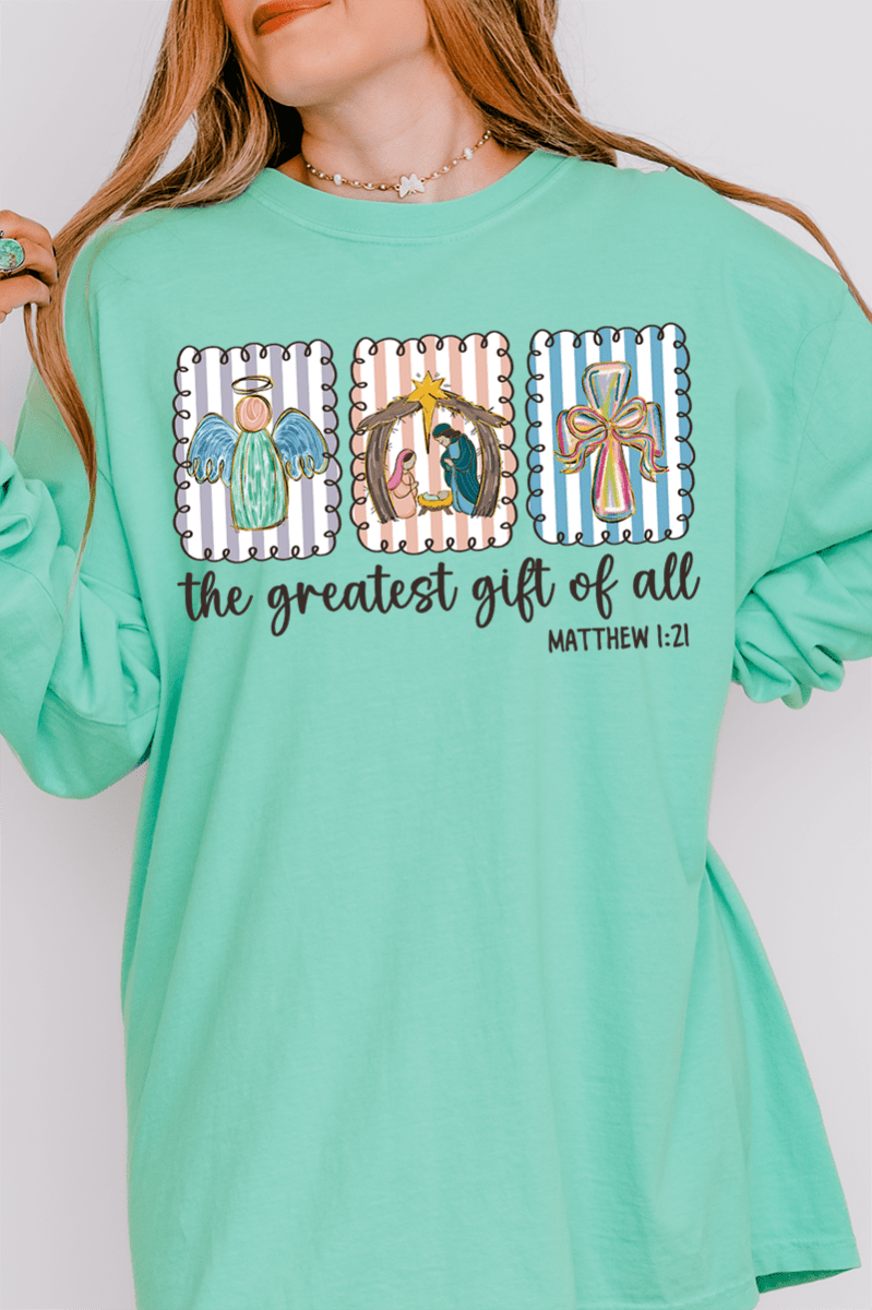 Jesus, Greatest Gift Comfort Colors Heavyweight Long Sleeve T-Shirt - Wholesale Accessory Market