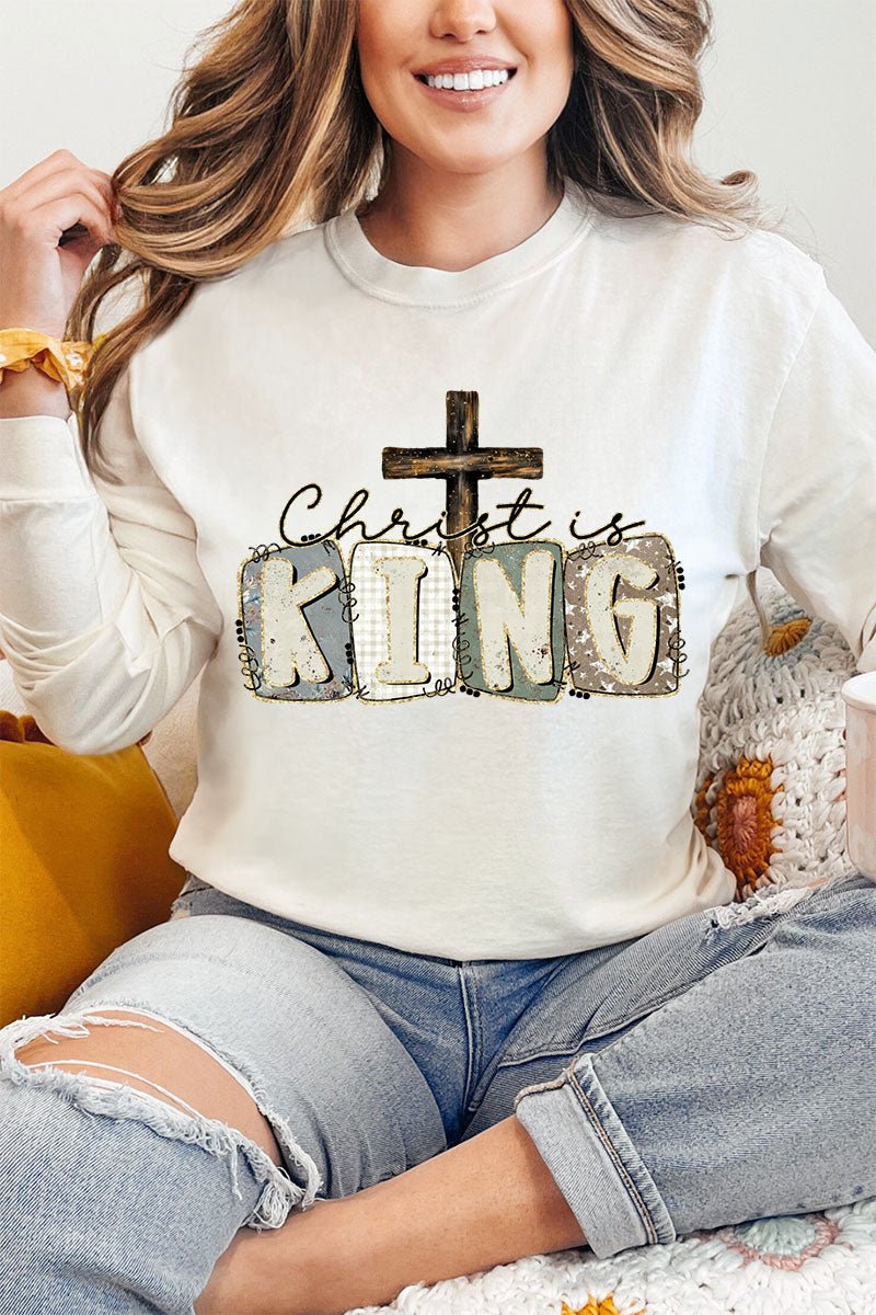 Doodle Christ Is King Comfort Colors Heavyweight Long Sleeve T-Shirt - Wholesale Accessory Market
