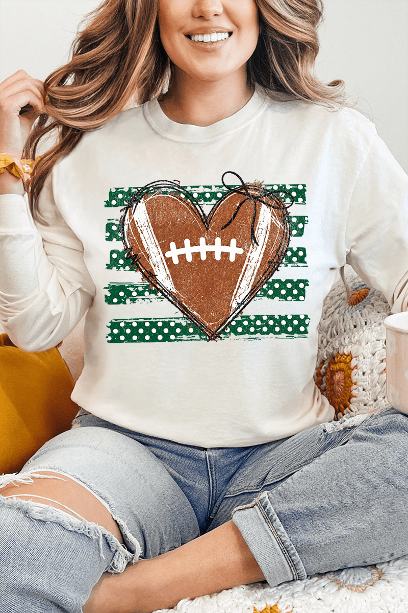 Green Football Sweetheart Comfort Colors Heavyweight Long T-Shirt - Wholesale Accessory Market