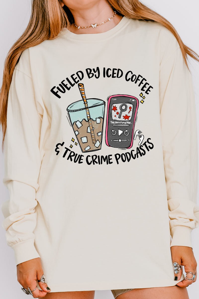 Iced Coffee & True Crime Comfort Colors Heavyweight Long T-Shirt - Wholesale Accessory Market