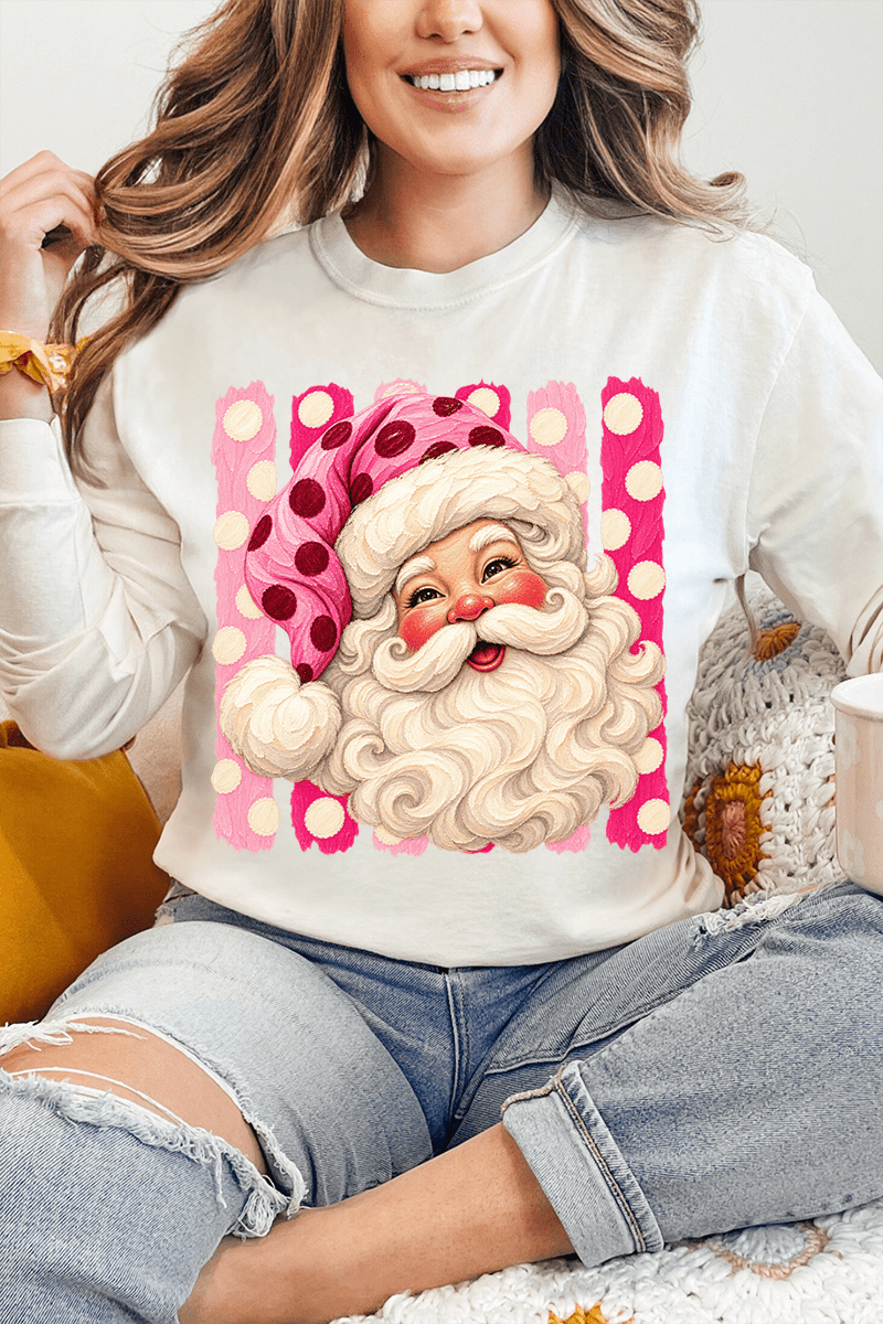 Pink Dot Jolly Santa Comfort Colors Heavyweight Long T-Shirt - Wholesale Accessory Market