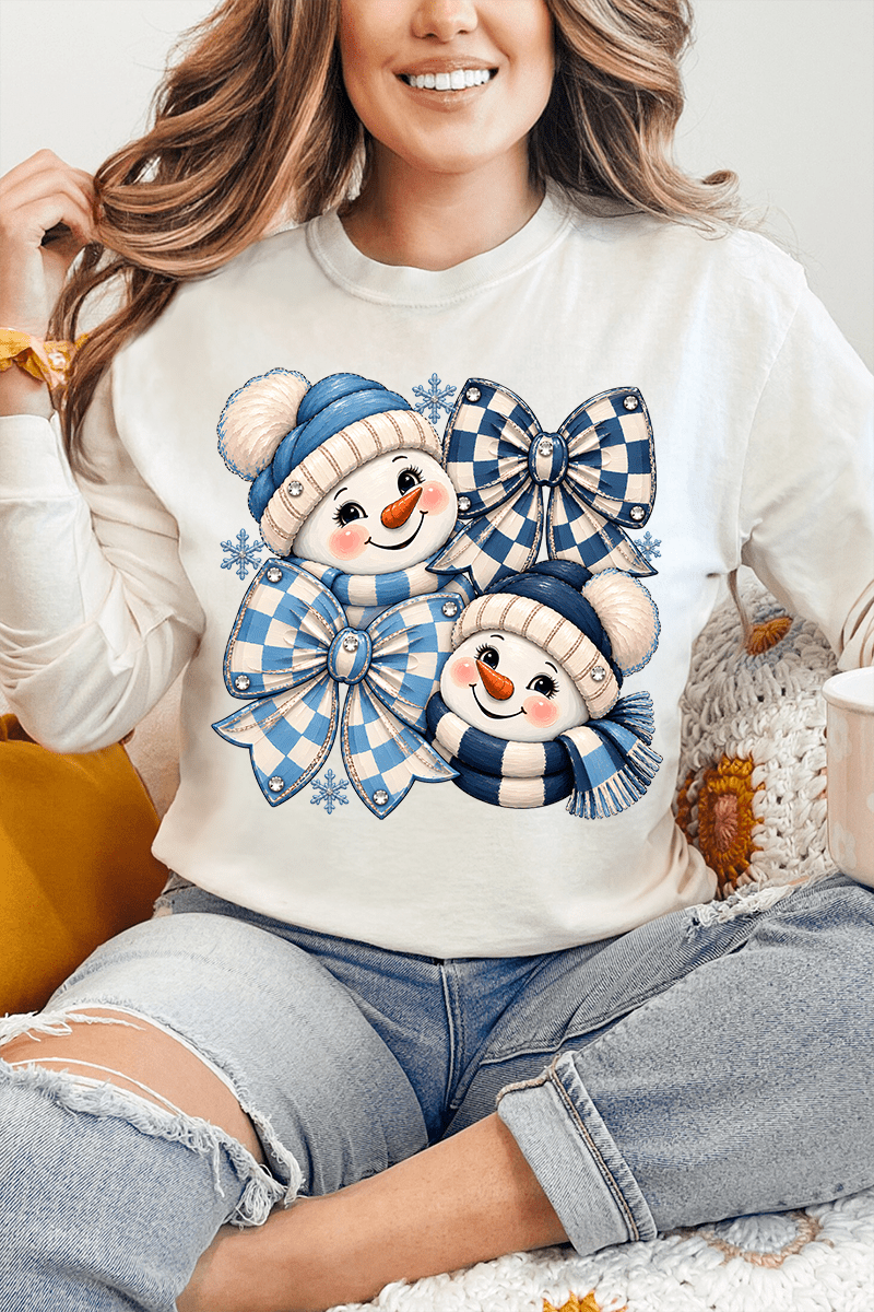 Winter Check Snowmen Comfort Colors Heavyweight Long T-Shirt - Wholesale Accessory Market