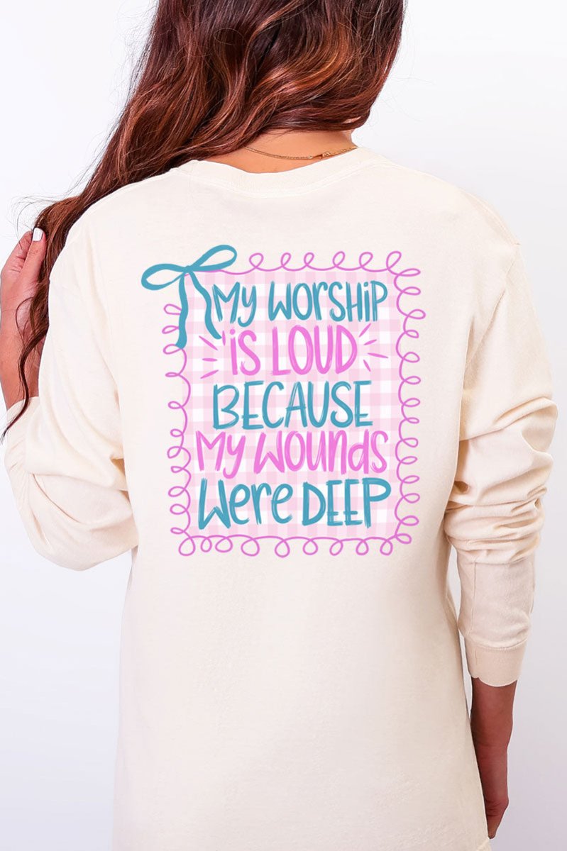 Worship Loud Front & Back Design Comfort Colors Heavyweight Long T-Shirt - Wholesale Accessory Market