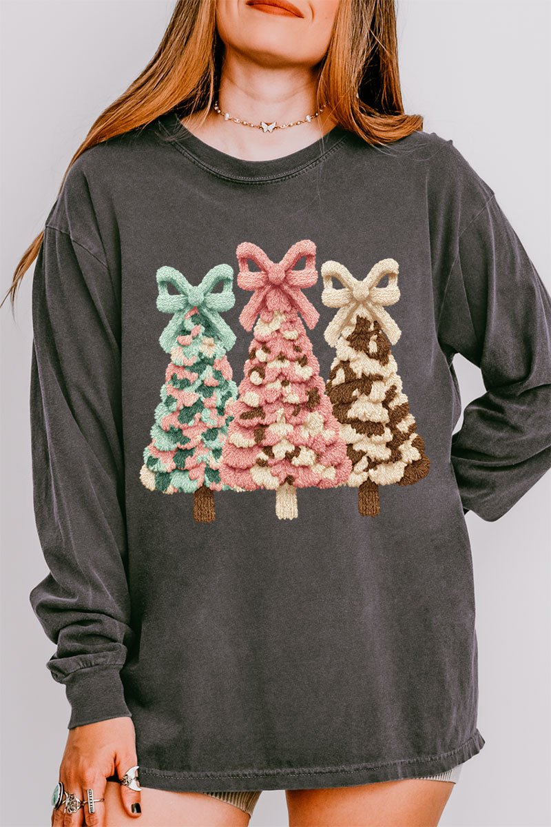 Faux Yarn Coquette Trio Comfort Colors Heavyweight Long Sleeve T-Shirt - Wholesale Accessory Market